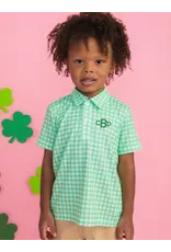 Ruffle Butts Ruffle Butts- Classic Spring Green Gingham Performance Polo