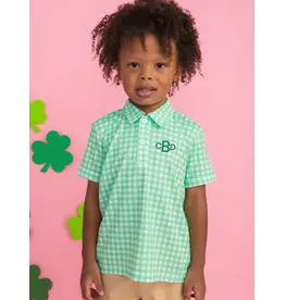 Ruffle Butts Ruffle Butts- Classic Spring Green Gingham Performance Polo