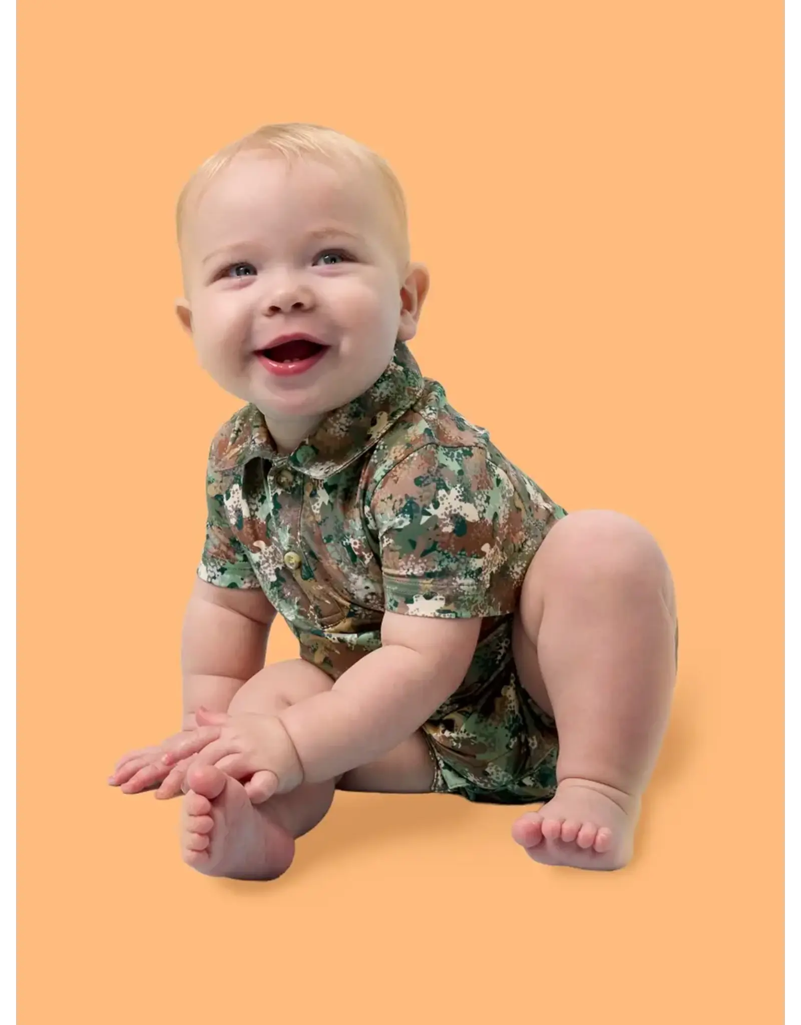 Ruffle Butts Ruffle Butts- Classic Camo Performance Polo Romper