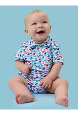 Ruffle Butts Ruffle Butts- Dino Roar Performance Polo Romper