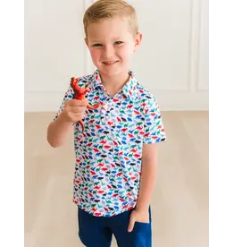 Ruffle Butts Ruffle Butts- Dino Roar Knit Performance Polo