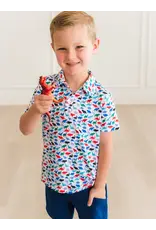 Ruffle Butts Ruffle Butts- Dino Roar Knit Performance Polo