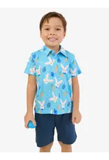 Ruffle Butts Ruffle Butts- Blue Bow Tie Bunnies Knit Performance Polo