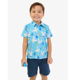 Ruffle Butts Ruffle Butts- Blue Bow Tie Bunnies Knit Performance Polo