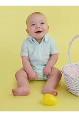 Ruffle Butts Ruffle Butts- Chirping Chicks Gingham Cottom Button-Up Romper
