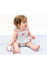 Angel Dear Angel Dear- Baseball Stripe Ric Rac Ruffle Sunsuit