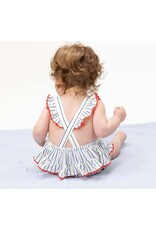 Angel Dear Angel Dear- Baseball Stripe Ric Rac Ruffle Sunsuit