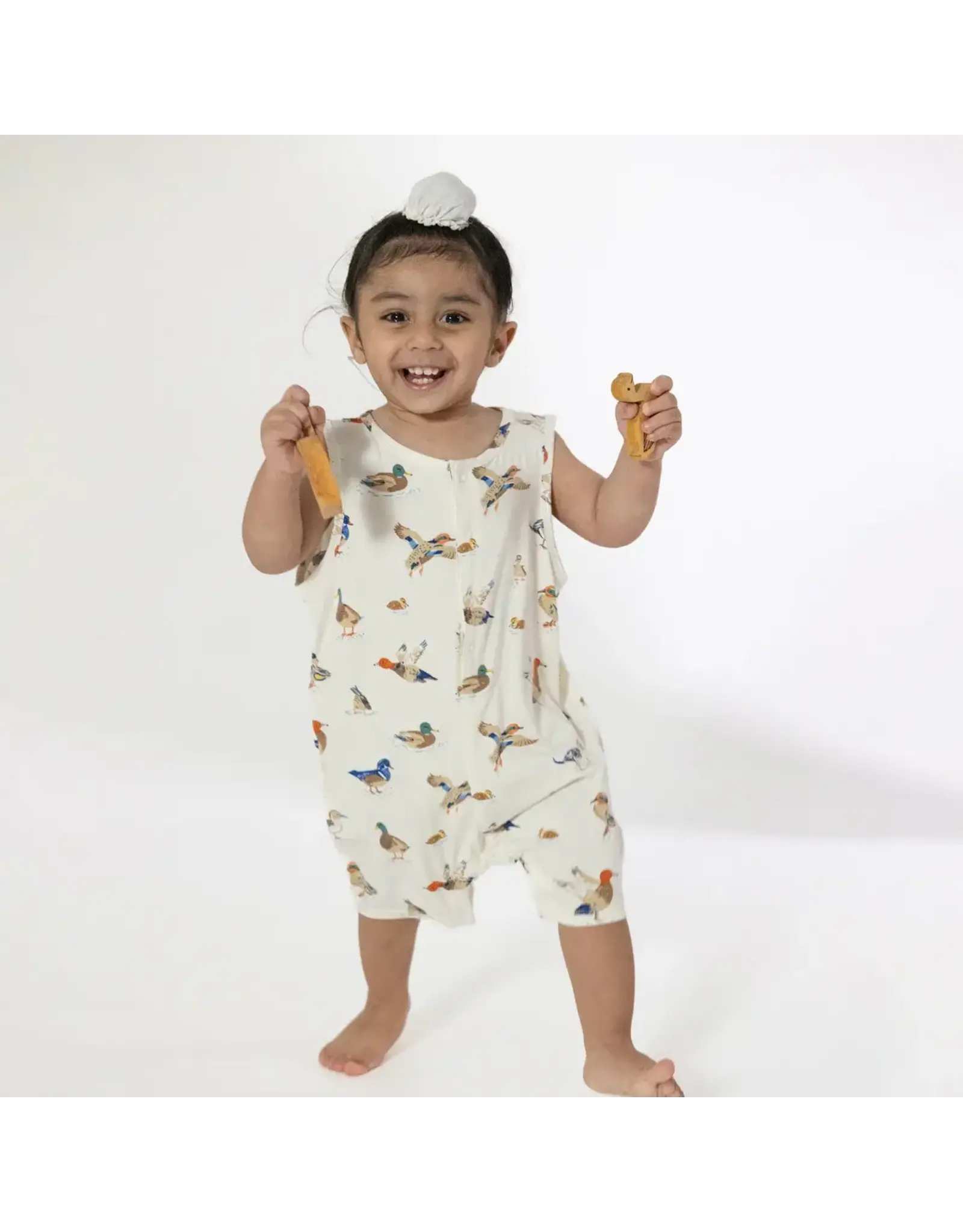 Angel Dear Angel Dear- Ducks Beige Shortie Romper