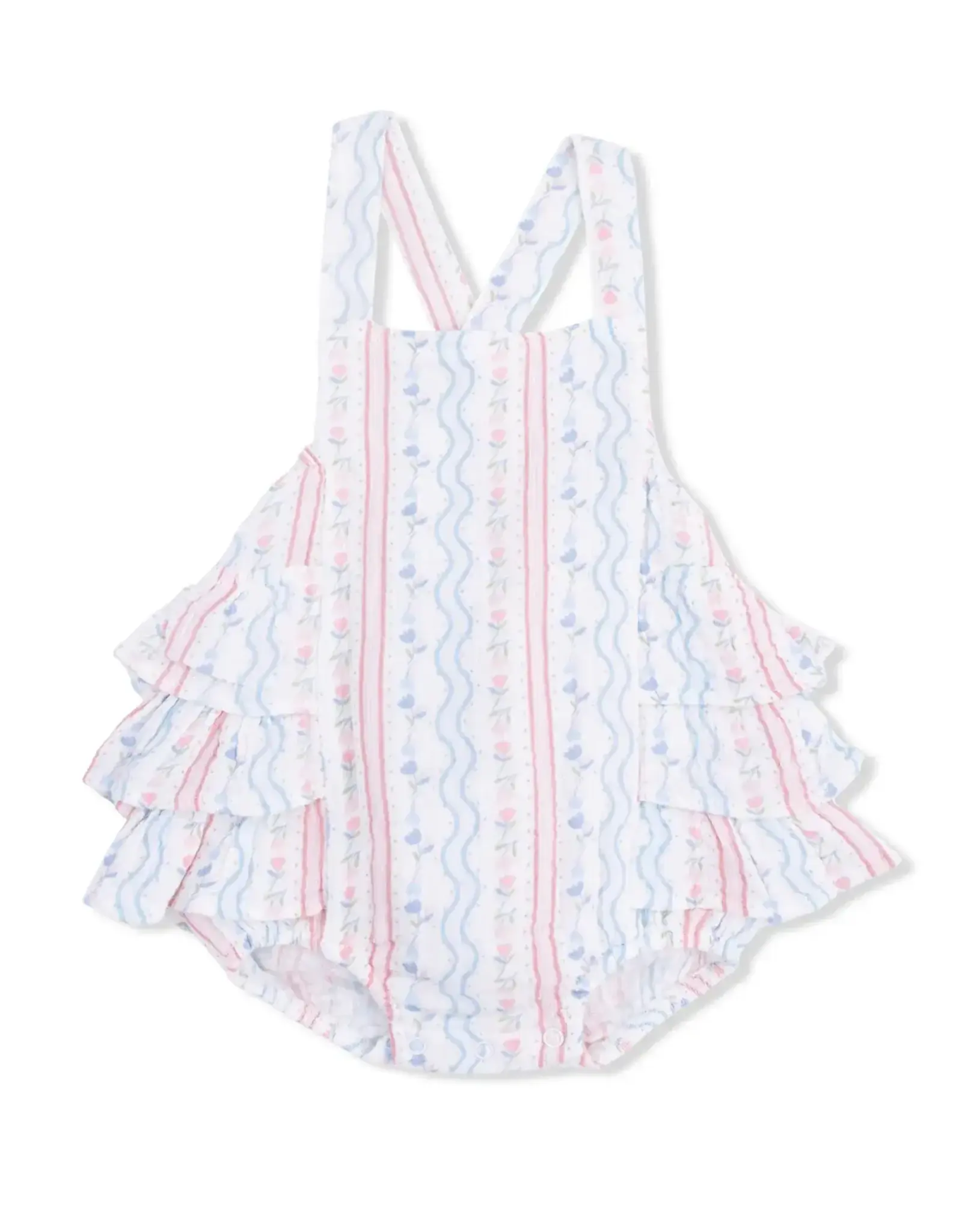 Angel Dear Angel Dear- Tulip Stripe Ruffle Sunsuit