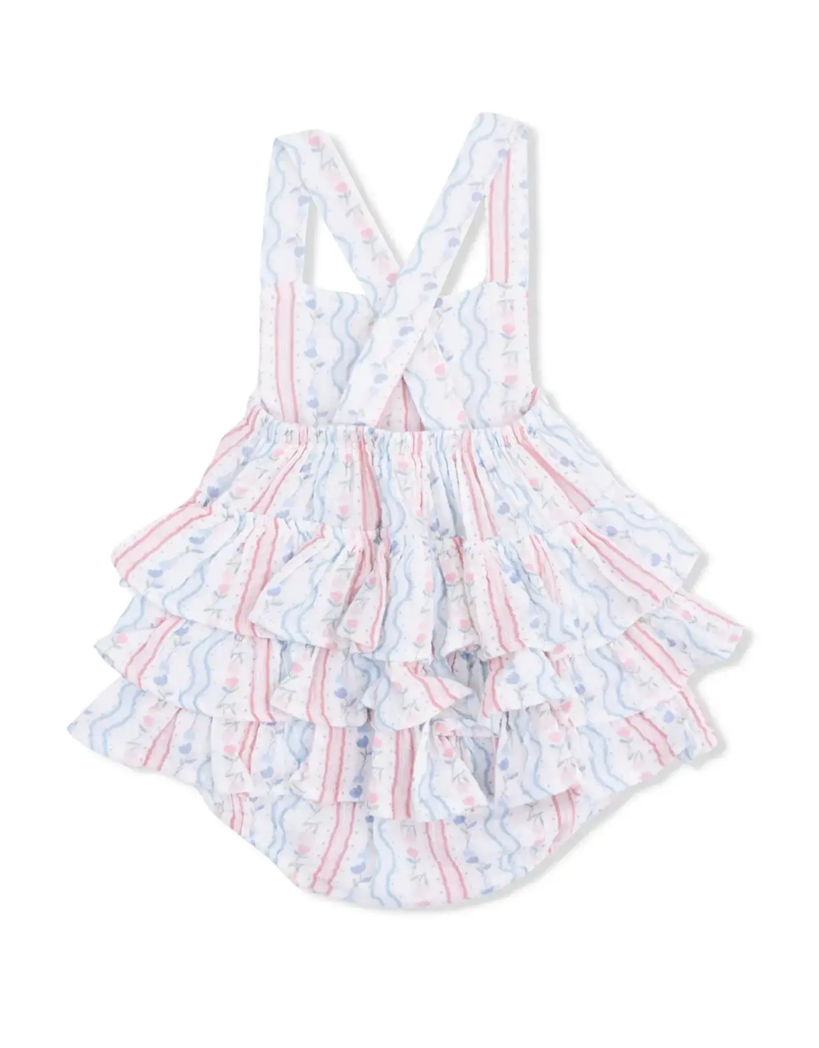 Angel Dear Angel Dear- Tulip Stripe Ruffle Sunsuit