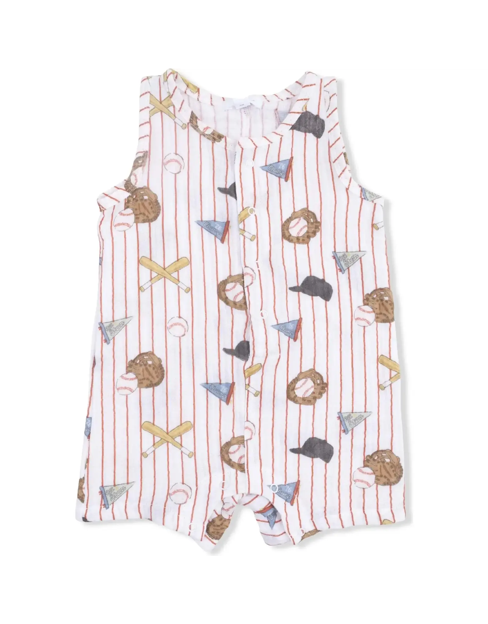 Angel Dear Angel Dear- Vintage Baseball Stripe Romper