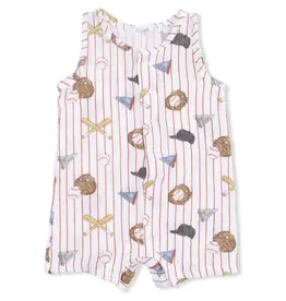 Angel Dear Angel Dear- Vintage Baseball Stripe Romper