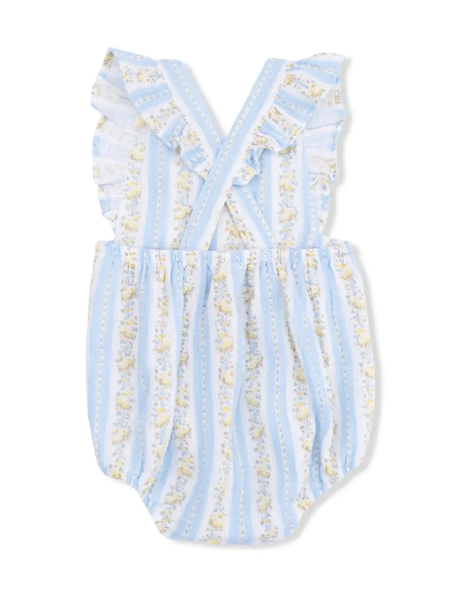 Angel Dear Angel Dear- Blue Odalys Floral Stripe Sunsuit