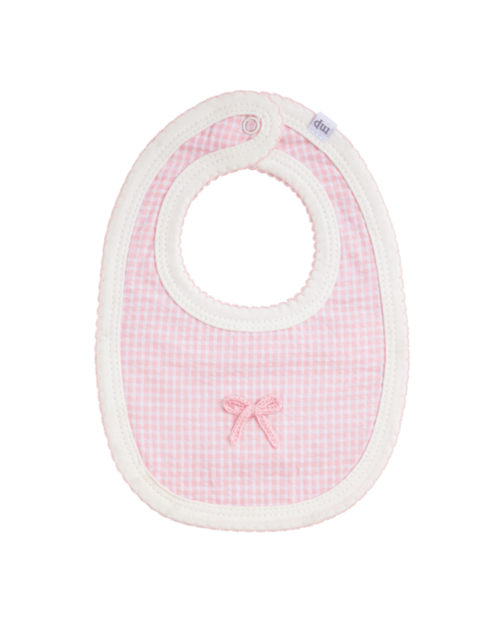 Mudpie Mud Pie- Crochet Bow Gingham Bib