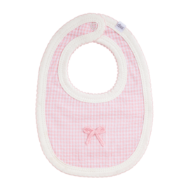 Mudpie Mud Pie- Crochet Bow Gingham Bib