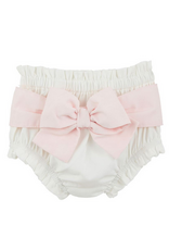 Mudpie Mud Pie- Pink Bow White Diaper Cover