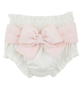 Mudpie Mud Pie- Pink Bow White Diaper Cover