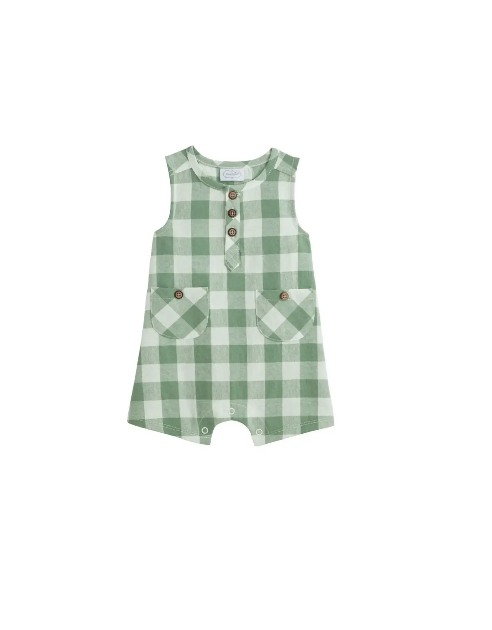 Mudpie Mud Pie- Green Check Romper