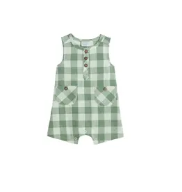 Mudpie Mud Pie- Green Check Romper
