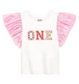 Mudpie Mud Pie - "ONE" Bejeweled Birthday Tee 12-18M