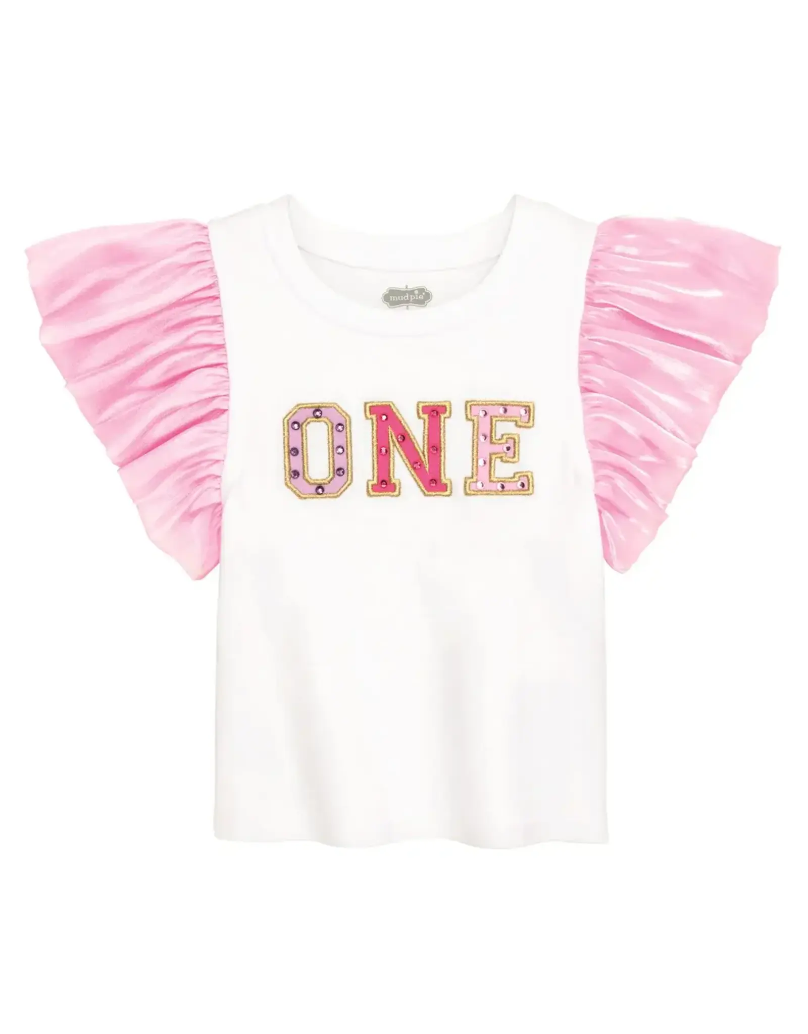 Mudpie Mud Pie - "ONE" Bejeweled Birthday Tee 12-18M