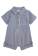 Mudpie Mud Pie- Blue Gingham Collar Shortall Romper
