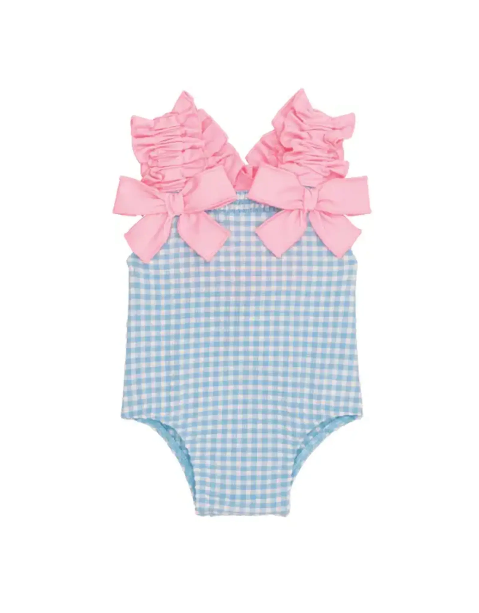Mudpie Mud Pie- Blue Crinkle Check Baby 1PC