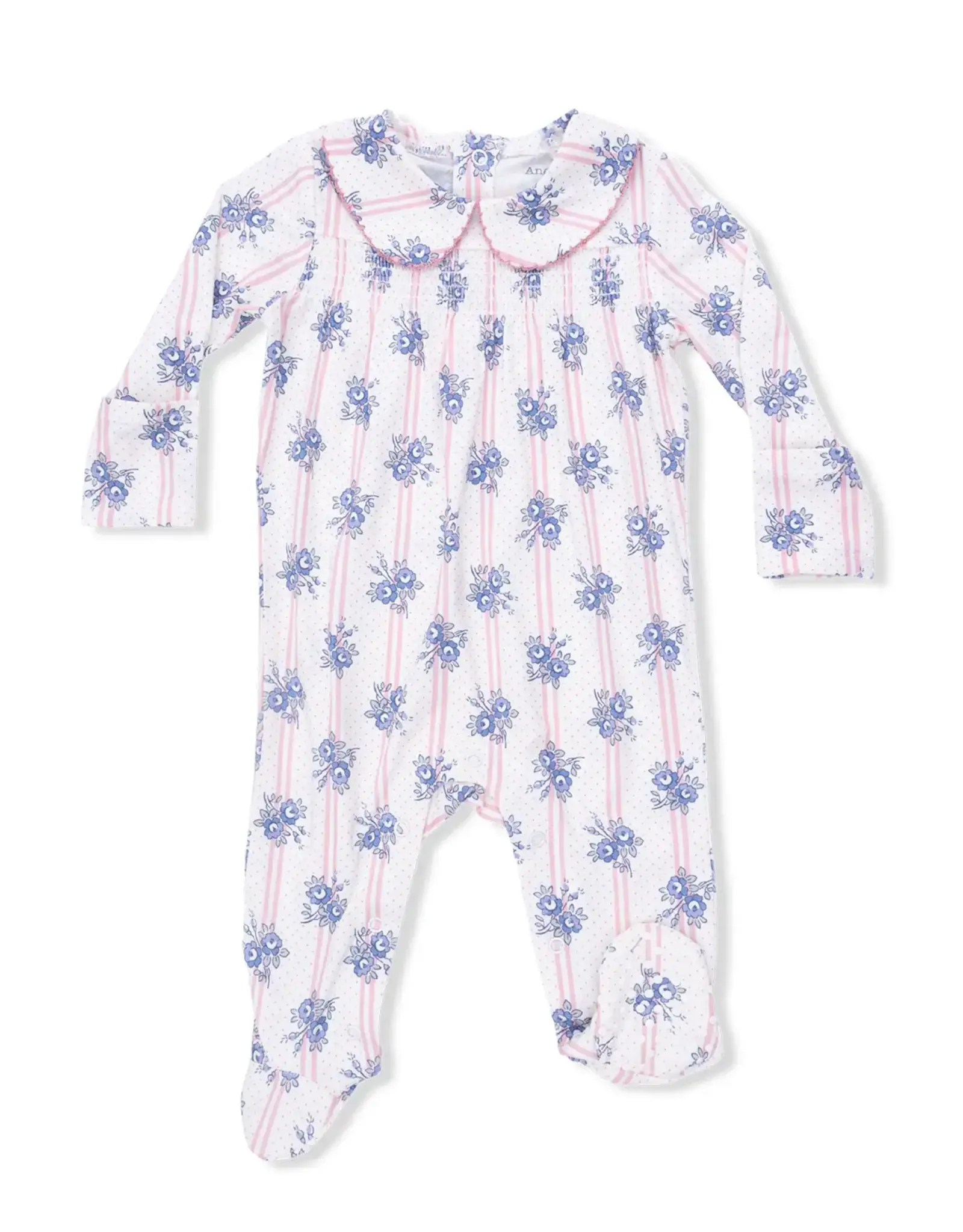 Angel Dear Angel Dear- Stripe Dot Roses Peter Pan Snap Footie