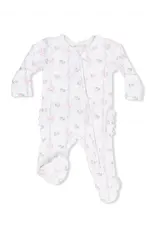 Angel Dear Angel Dear- Dainty Buds & Bows Ruffle Two-Way Zip Footie