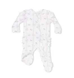 Angel Dear Angel Dear- Dainty Buds & Bows Ruffle Two-Way Zip Footie