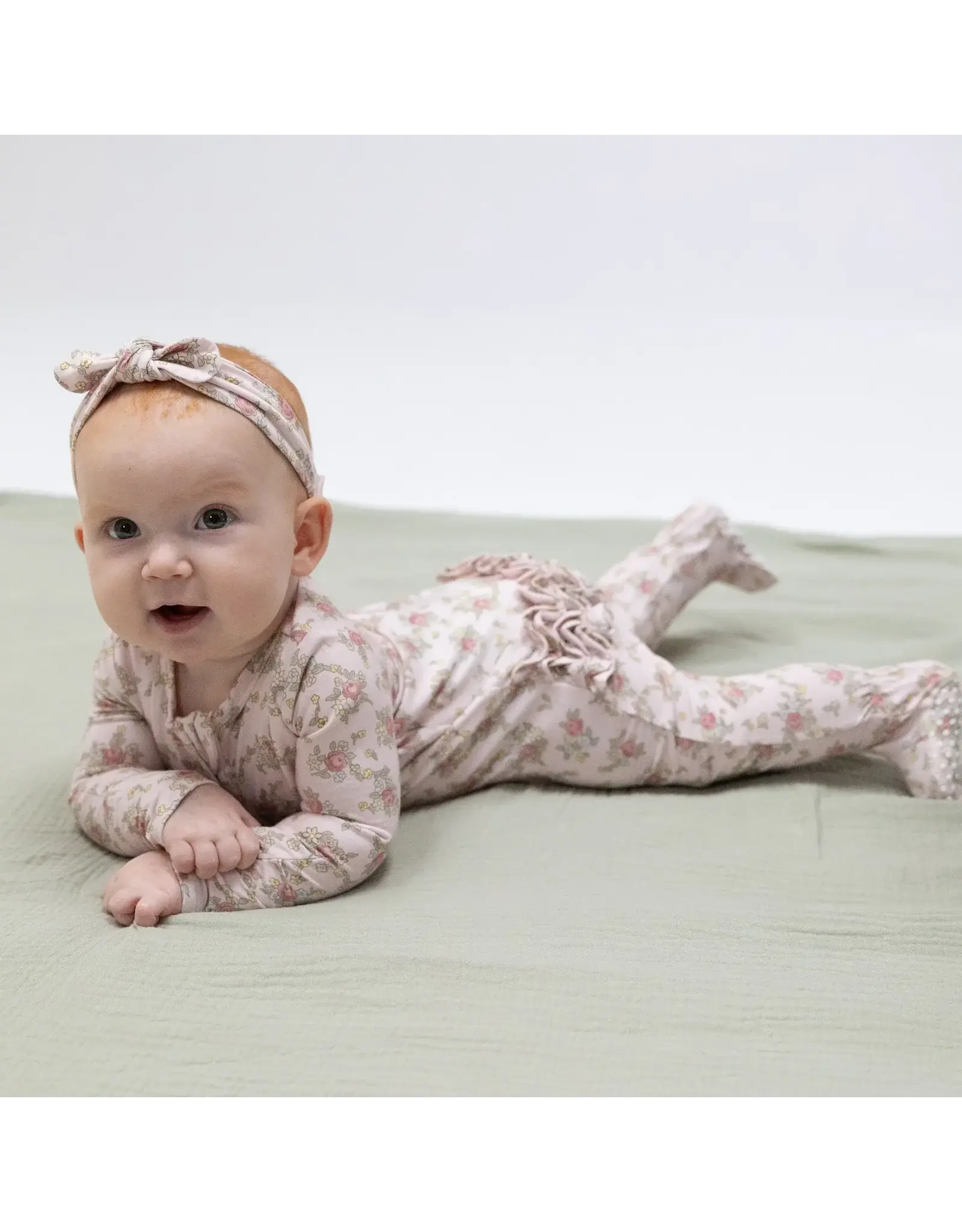 Angel Dear Angel Dear- Edith's Rose Garden Ruffle Zip Footie