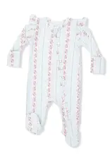 Angel Dear Angel Dear- Antoinette Stripe Ruffle Sleeve Zip Footie