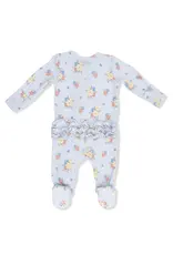 Angel Dear Angel Dear- Country Stitch Floral Blue Ruffle Two-Way Zip Footie