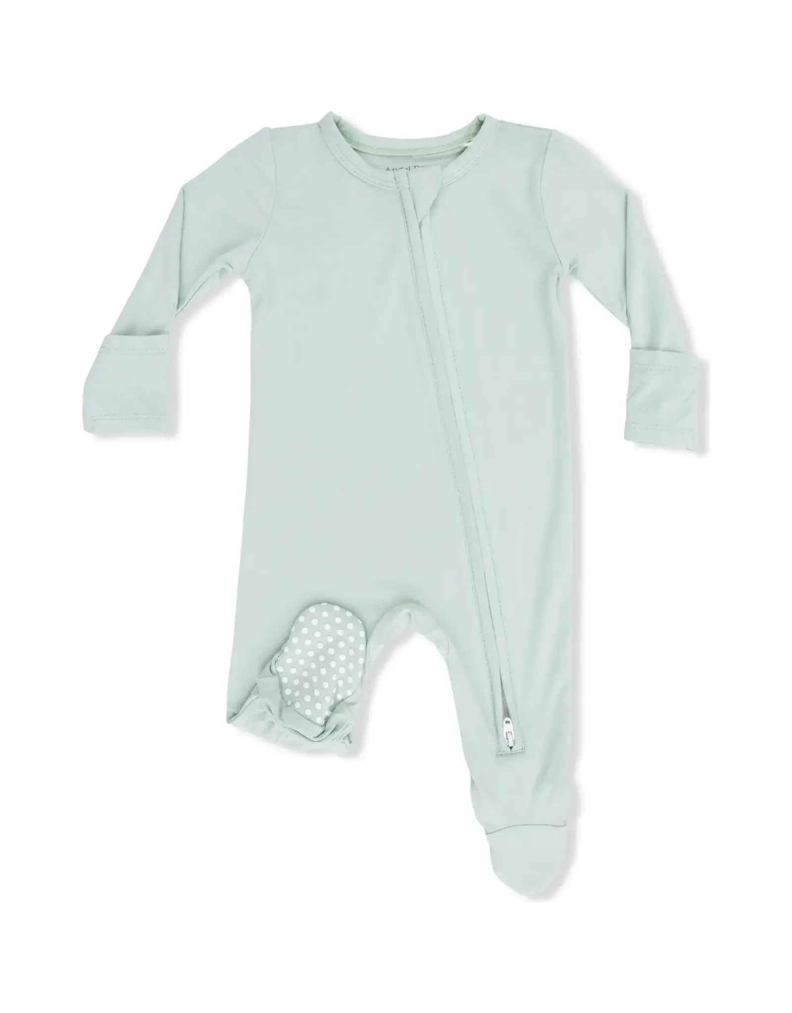 Angel Dear Angel Dear- Solid Cameo Green Two-Way Zipper Footie