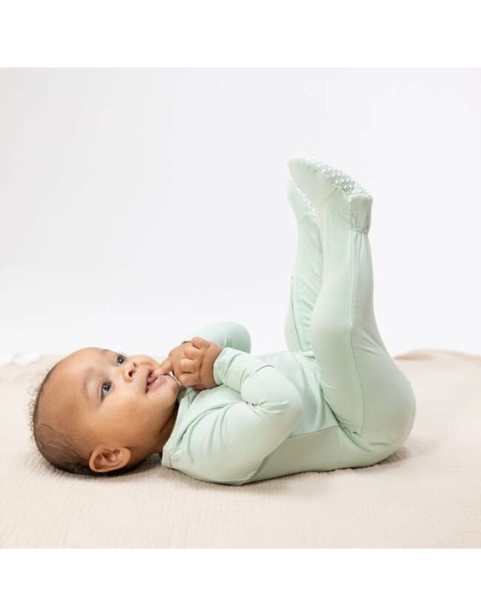 Angel Dear Angel Dear- Solid Bok Choy Green Two-Way Zip Footie