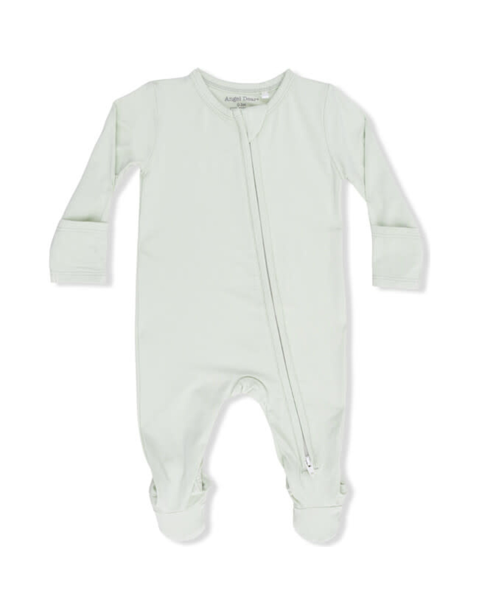 Angel Dear Angel Dear- Solid Bok Choy Green Two-Way Zip Footie