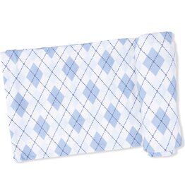 Angel Dear Angel Dear- Blue Argyle Swaddle Blanket