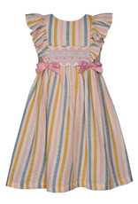 Bonnie  Jean Bonnie Jean- Pink Striped Smocking Dress