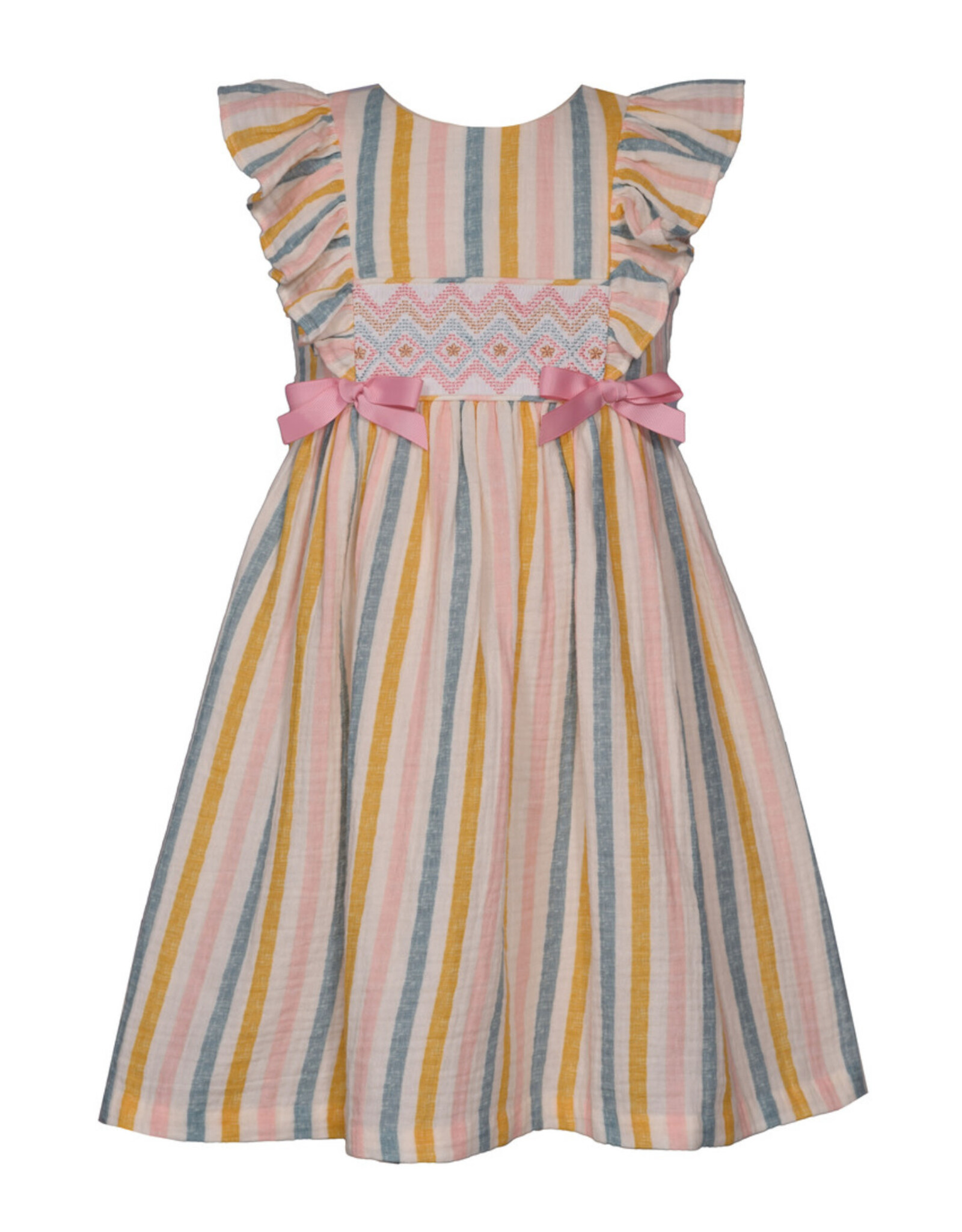 Bonnie  Jean Bonnie Jean- Pink Striped Smocking Dress