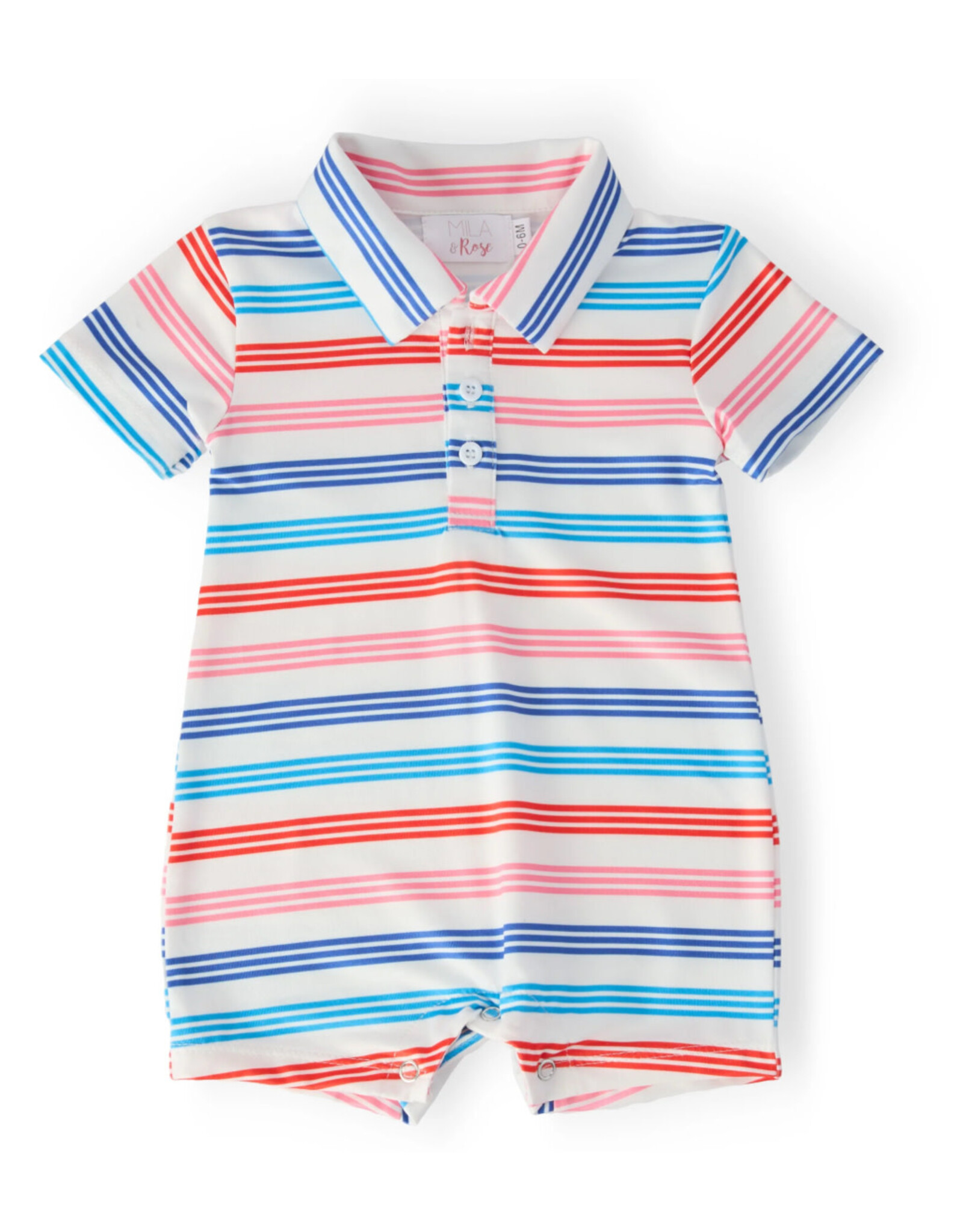 Mila & Rose Mila & Rose - Red, White & Stripe Polo Shorty One-Piece