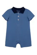 Little Me Little Me- Dark Blue Polo Romper