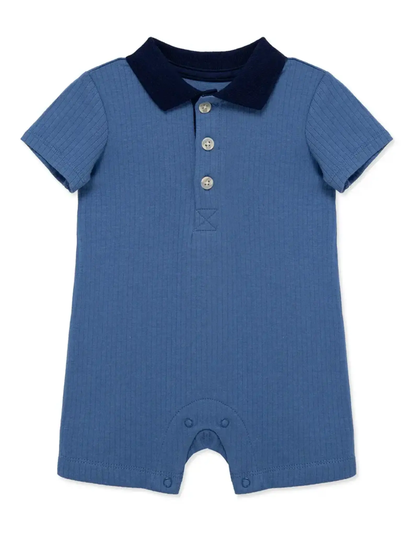 Little Me Little Me- Dark Blue Polo Romper