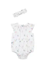 Little Me Little Me- Newport Picnic Smocked Bubble & HB