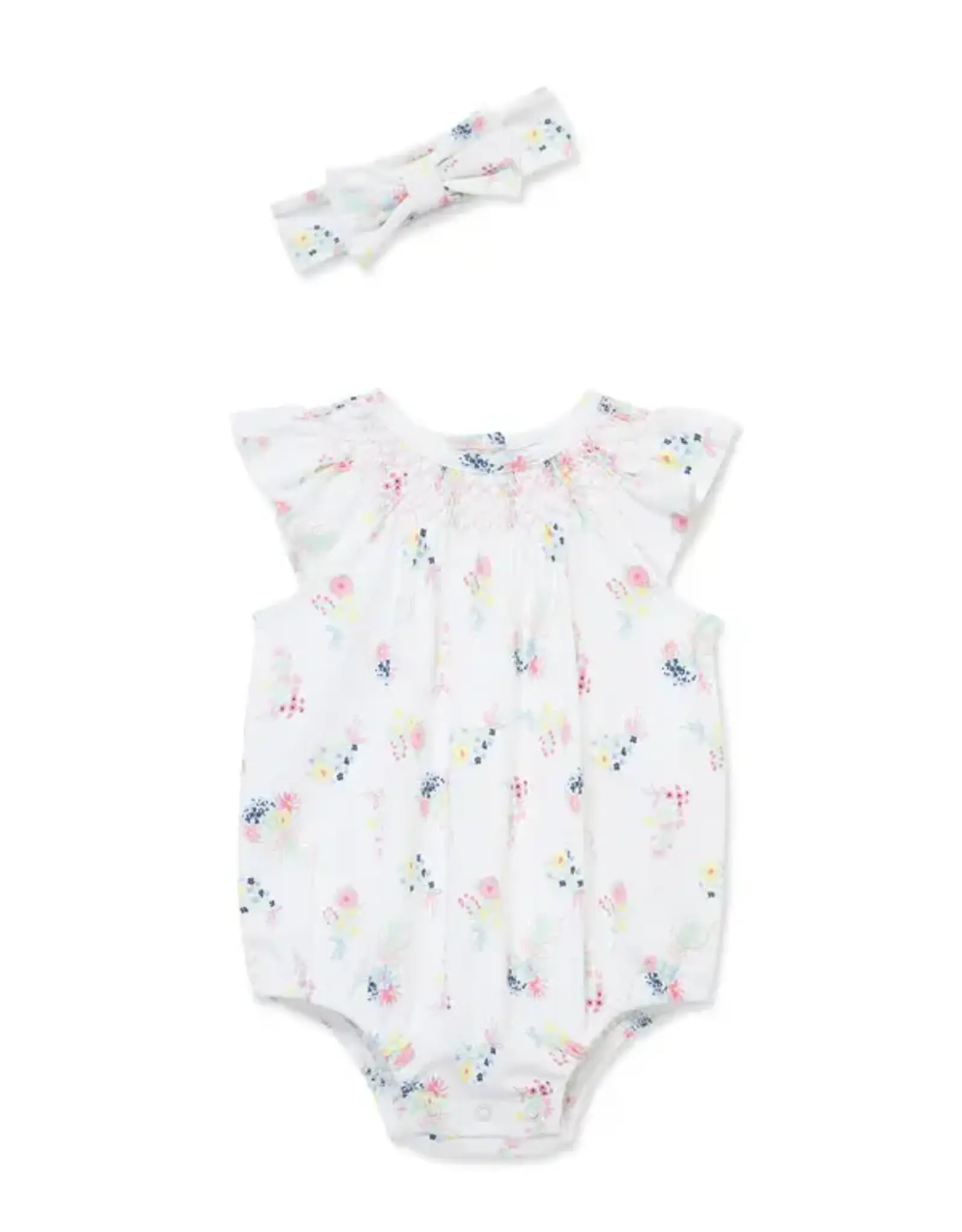 Little Me Little Me- Newport Picnic Smocked Bubble & HB