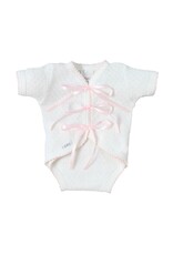 Paty Inc. Paty Inc.- White w/Pink Trim Ribbon Tie Creeper