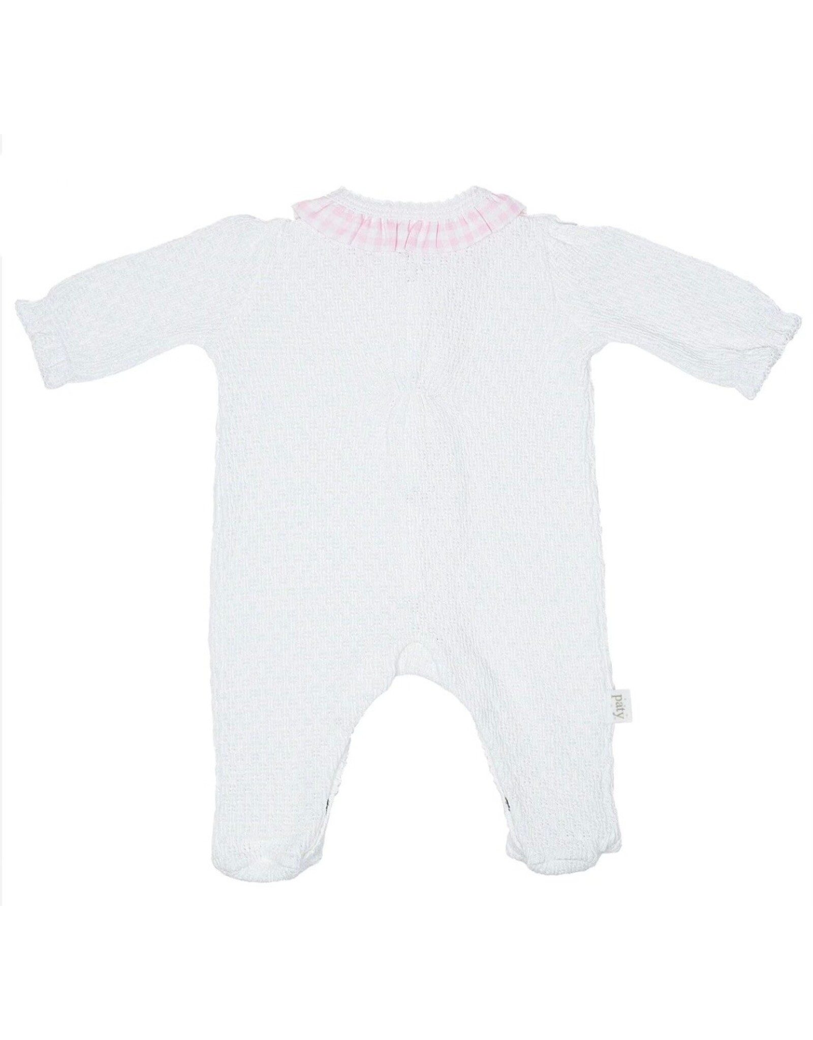 Paty Inc. Paty Inc- Pink Gingham Ruffle Newborn Knit Footie