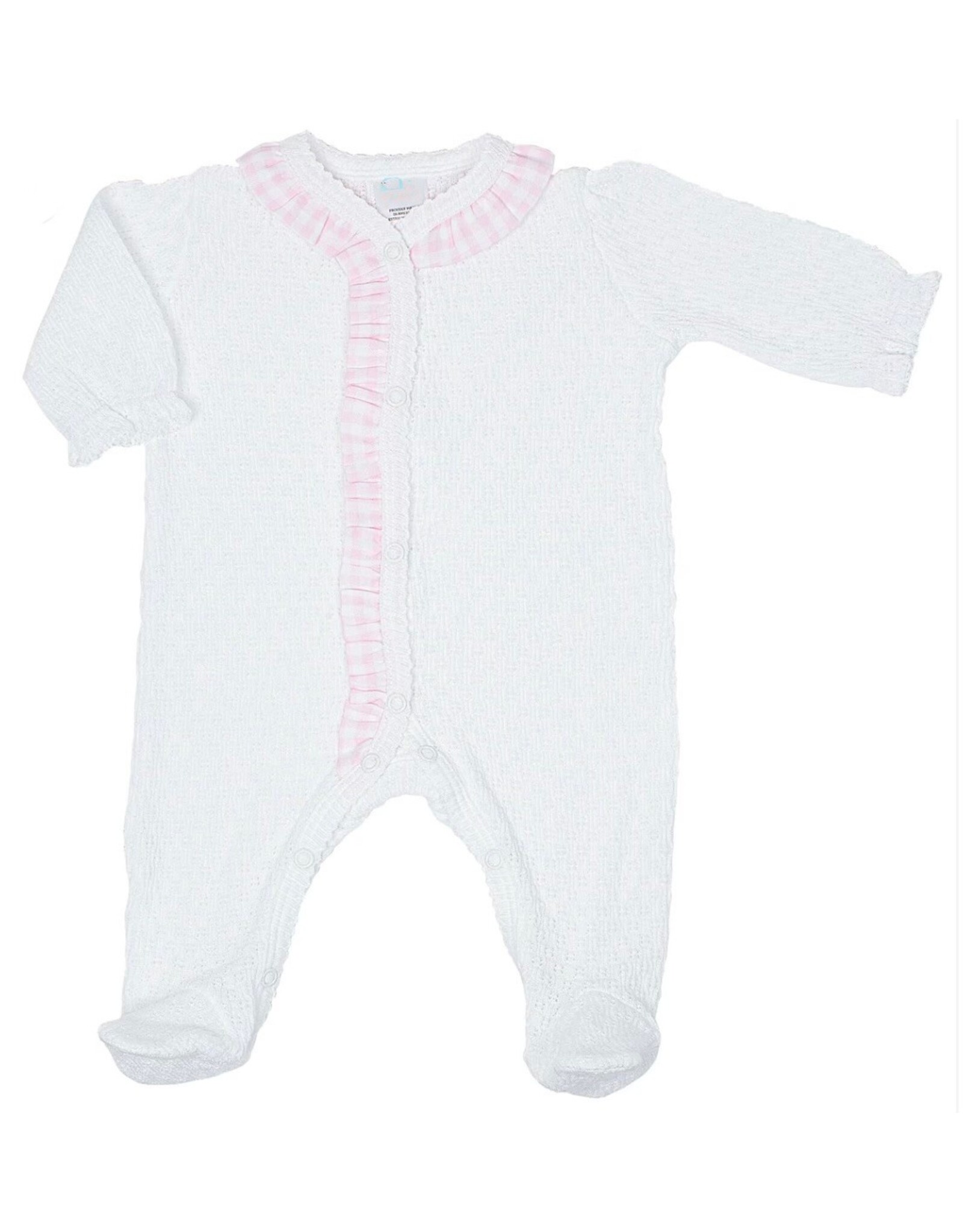 Paty Inc. Paty Inc- Pink Gingham Ruffle Newborn Knit Footie