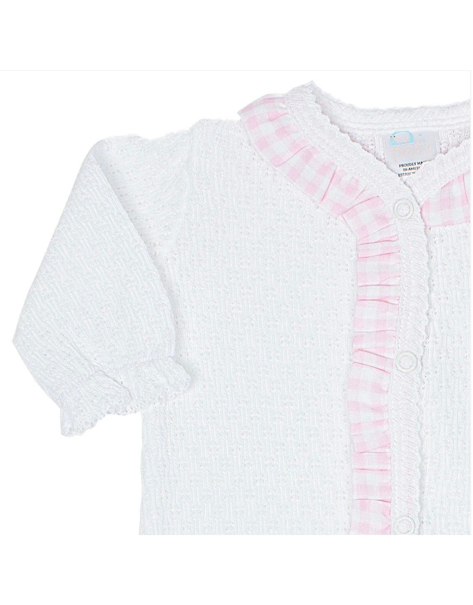Paty Inc. Paty Inc- Pink Gingham Ruffle Newborn Knit Footie