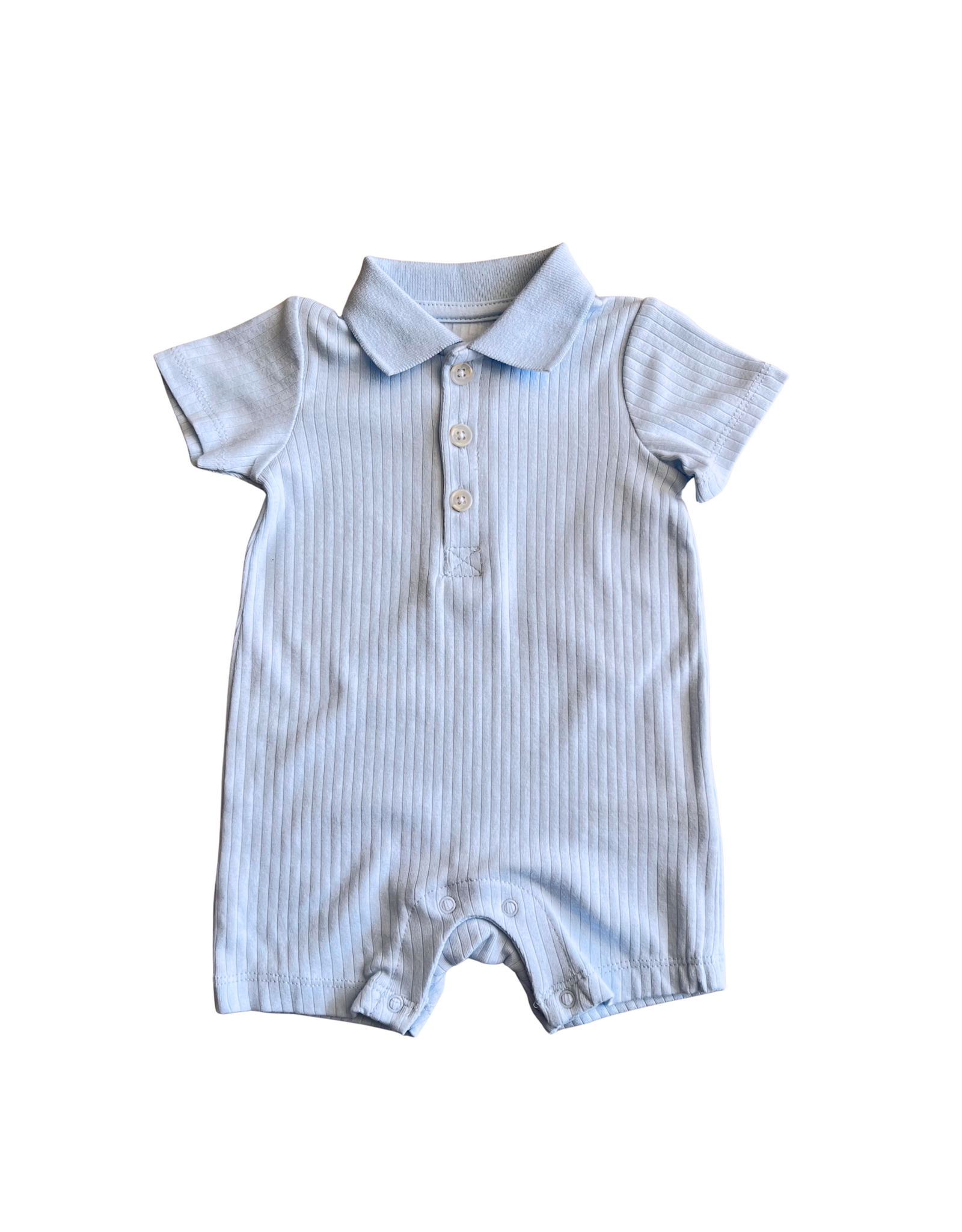 Little Me Little Me- Light Blue Breeze Polo Romper