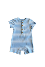 Little Me Little Me- Light Blue Stripe Romper
